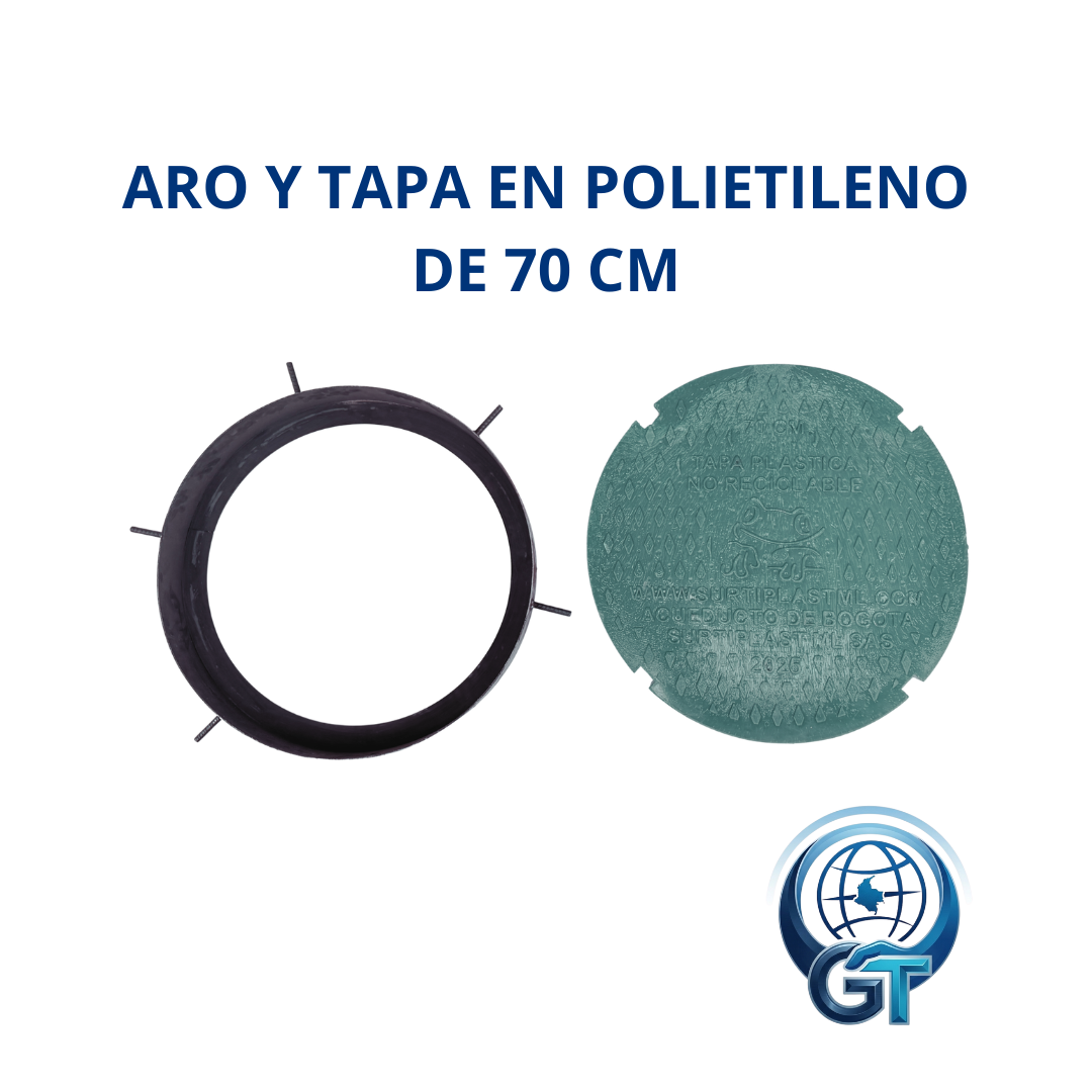 Tapa Para Alcantarillado En Polipropileno De Alta Densidad Y Aro En Lamina De 70cm