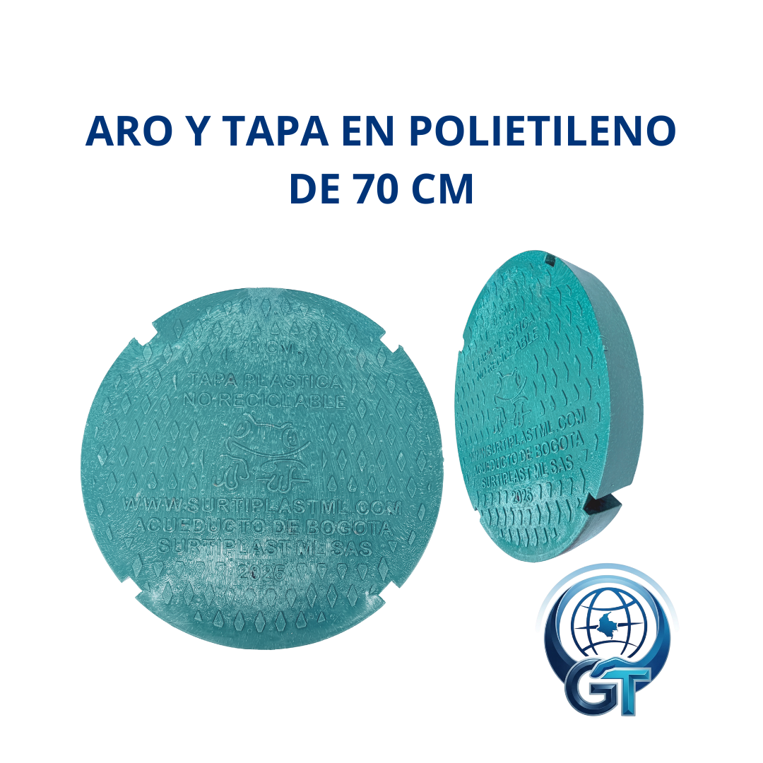 Tapa Para Alcantarillado En Polipropileno De Alta Densidad Y Aro En Lamina De 70cm