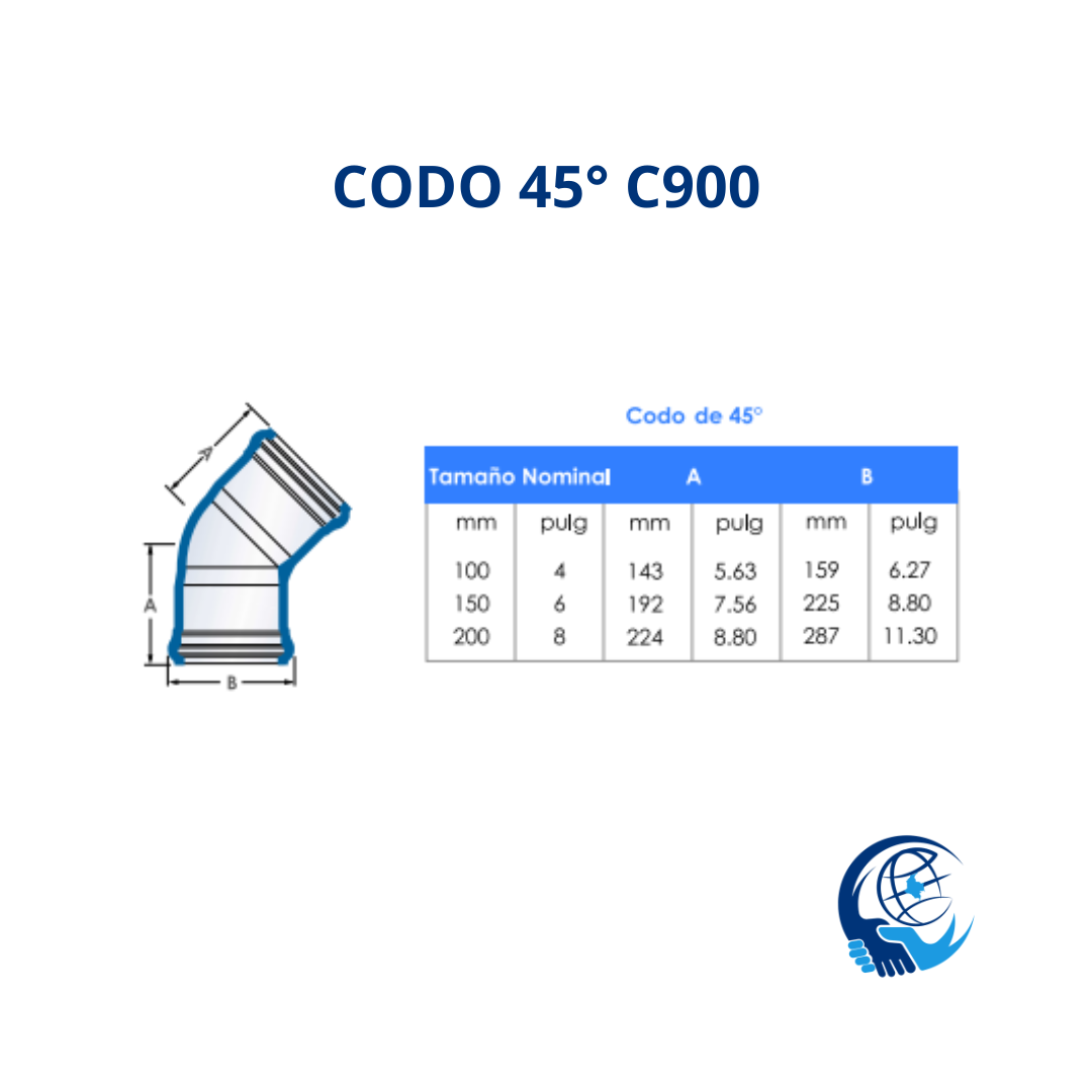 CODO 45° PARA RED CONTRAINCENDIOS ENTERRADA C900
