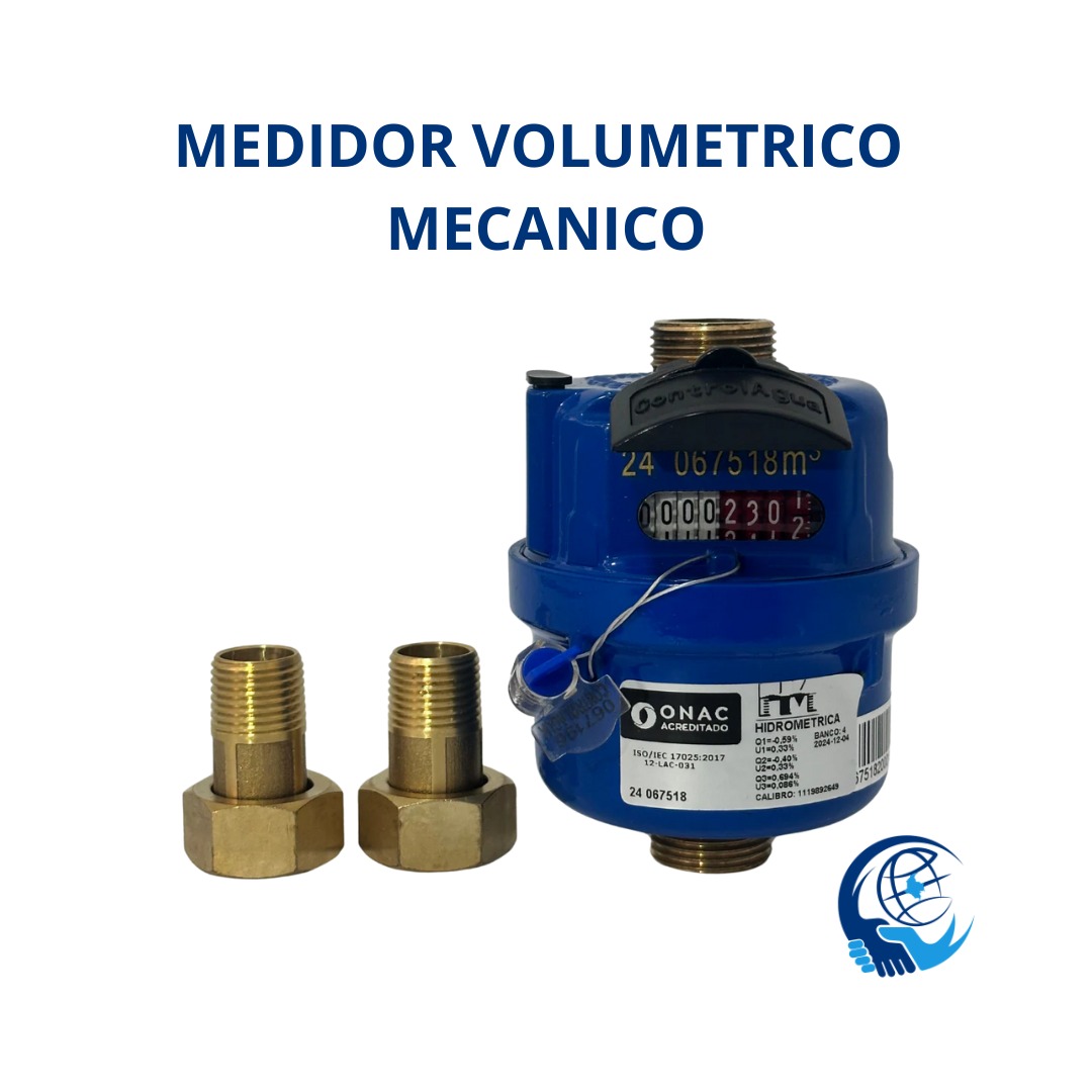 Medidor Volumetrico Transmisión Mecanica R200 Cuerpo Metálico De 1/2" Calibrado Por Un Laboratorio Homologado Por La ONAC