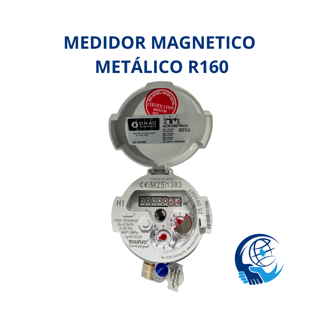 Medidor De Velocidad Transmisión Magnética R160 Cuerpo Metálico De 1/2" Calibrado Por Un Laboratorio Homologado Por La ONAC