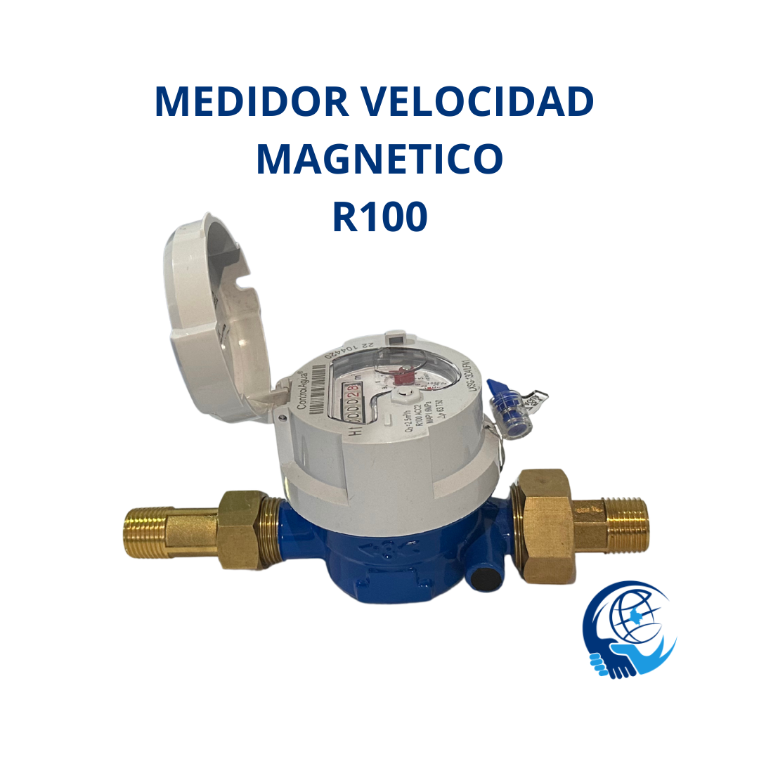 Medidor De Velocidad R100 Transmisión Magnética De 1/2" Cuerpo Metálico Preequipado Para Emisión De Pulsos Calibrado