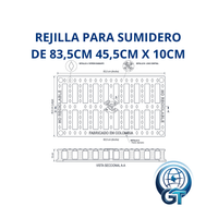 Rejilla sumidero en polipropileno homologada EAAB 83,5 × 45,5 × 10 cm