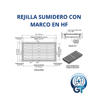 REJILLA SUMIDERO CON MARCO EN HIERRO FUNDIDO DE 74,5CMX37CM