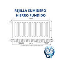 REJILLA SUMIDERO  EN HIERRO FUNDIDO DE 100CMX50CMX5CM