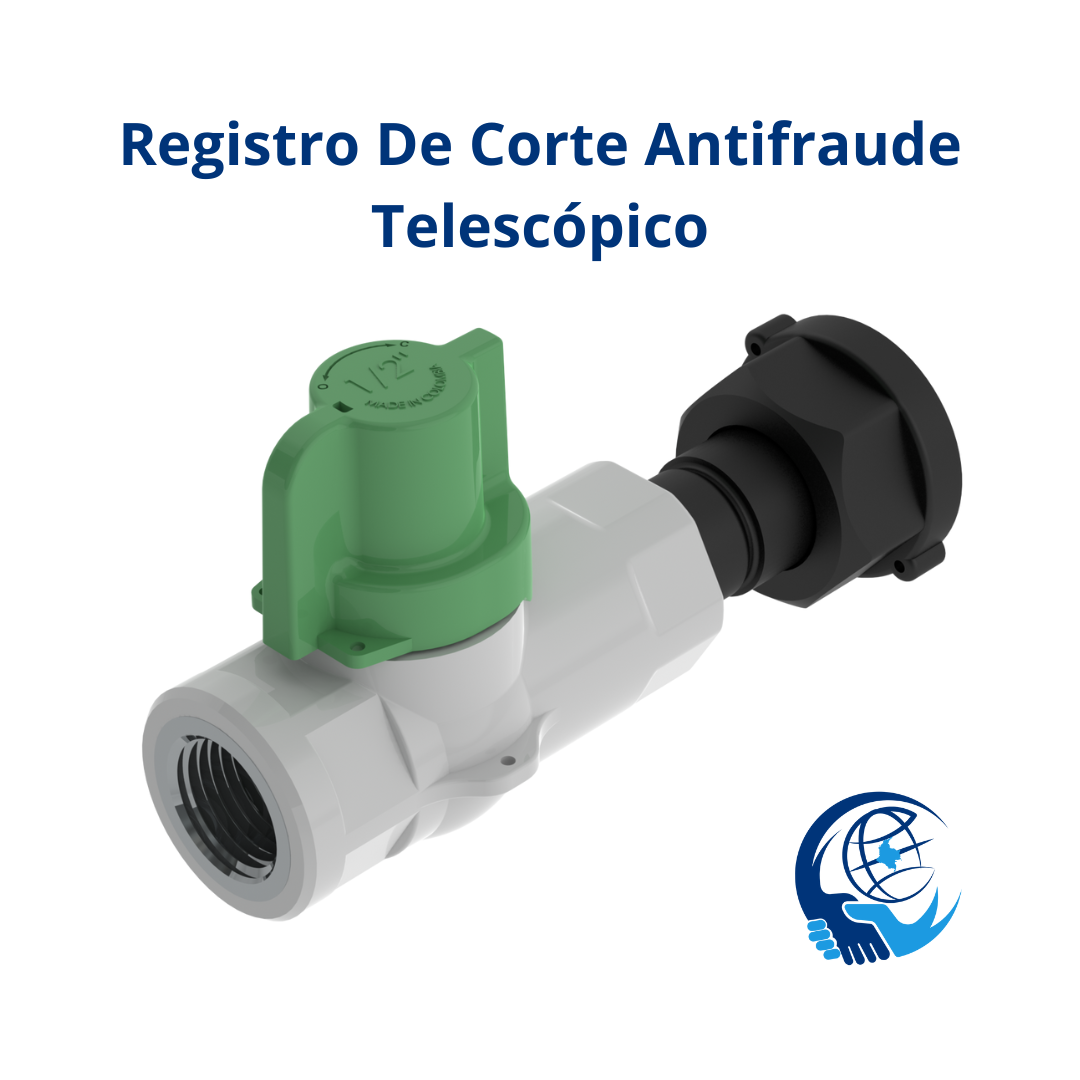 Registro De Corte Antifraude De 1/2" Con Incerto DZR X Telescópico
