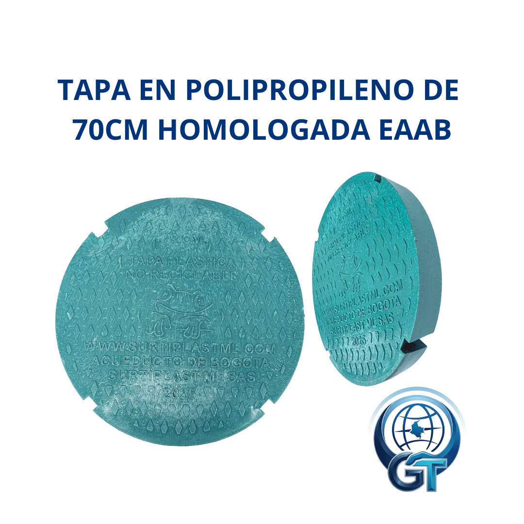 TAPA PARA POZO DE INSPECCION EN POLIPROPILENO DE 70CMX10CM HOMOLOGADA EAAB