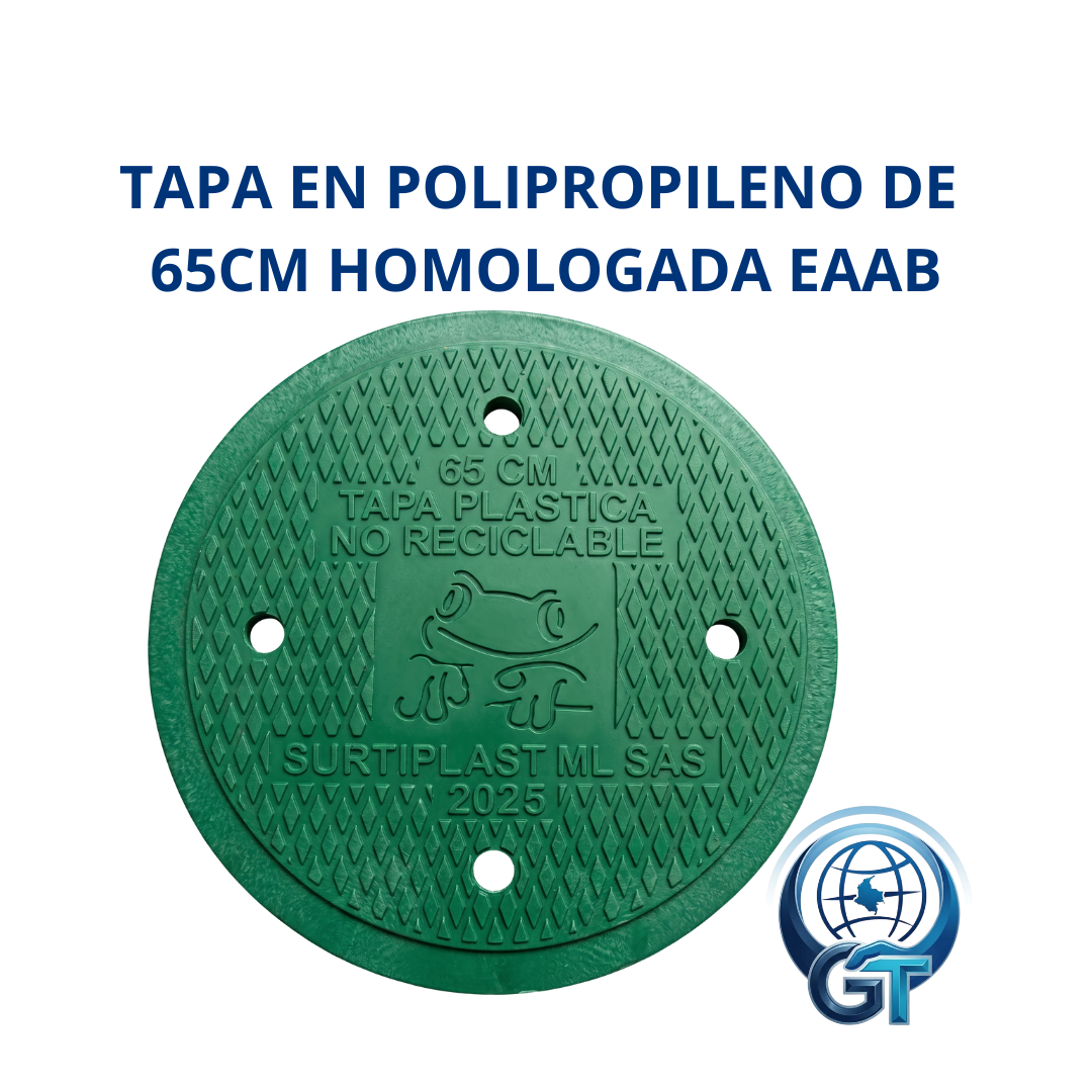 TAPA PARA ALCANTARILLADO EN POLIPROPILENO DE 65cm y 67cm  HOMOLOGADA EAAB