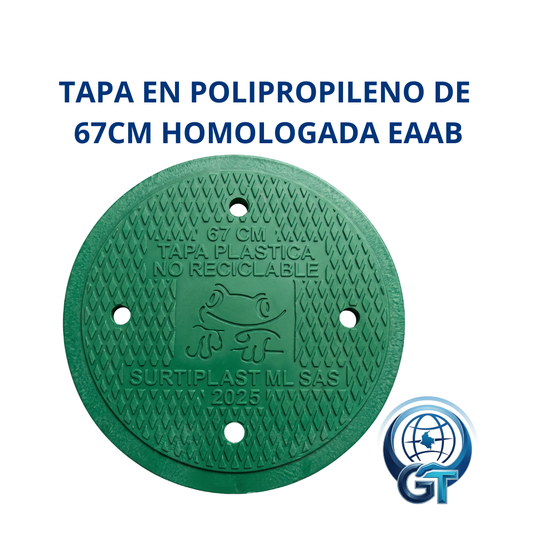 TAPA PARA ALCANTARILLADO EN POLIPROPILENO DE 65cm y 67cm  HOMOLOGADA EAAB