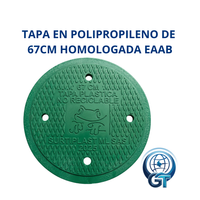 Tapa verde de polipropileno para pozo de alcantarillado, medida de 67 cm, vista principal