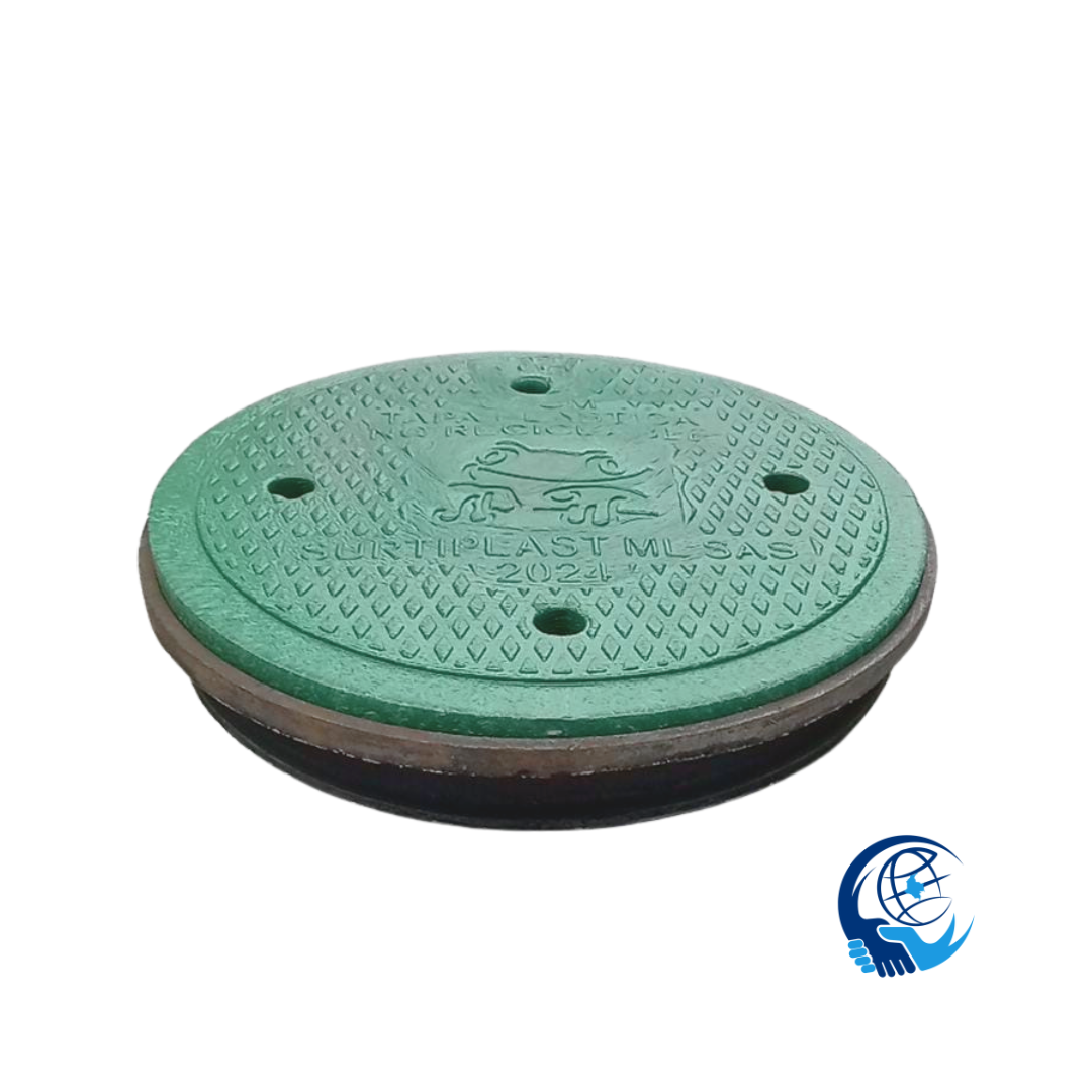 Tapa Para Alcantarillado En Polipropileno De Alta Densidad Y Aro En Hierro Fundido  De 67cm