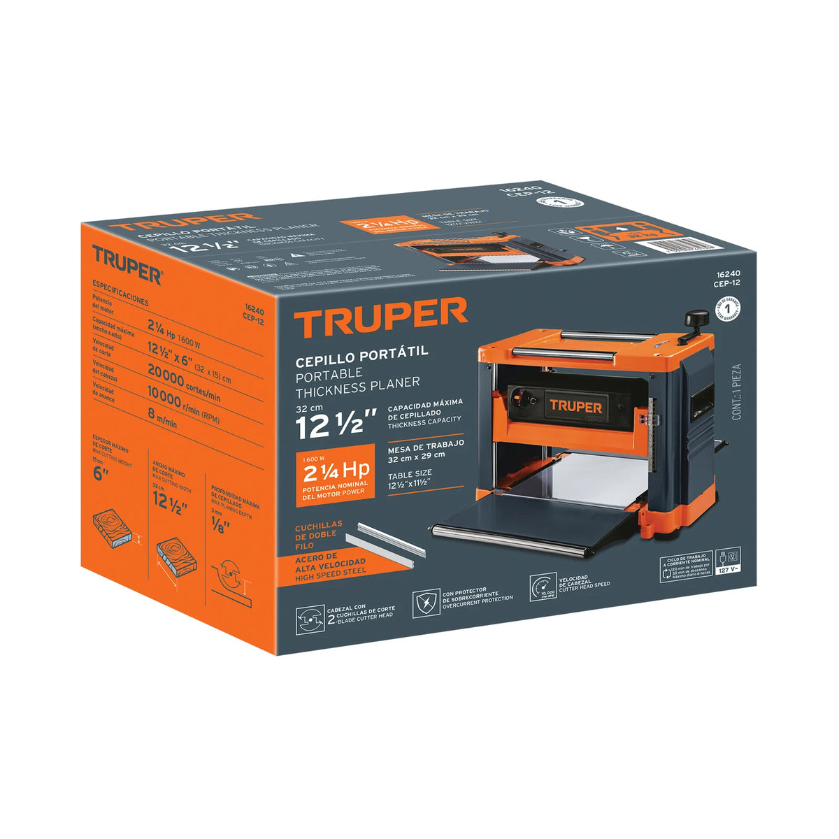Empaque original de la cepilladora Truper CEP-12