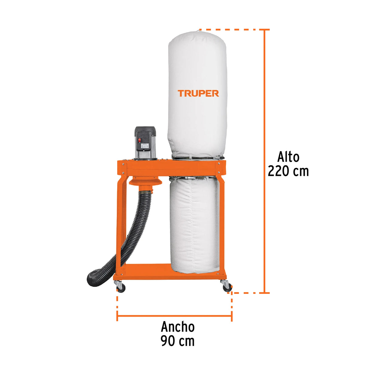 Dimensiones del colector de polvo Truper COPO-2