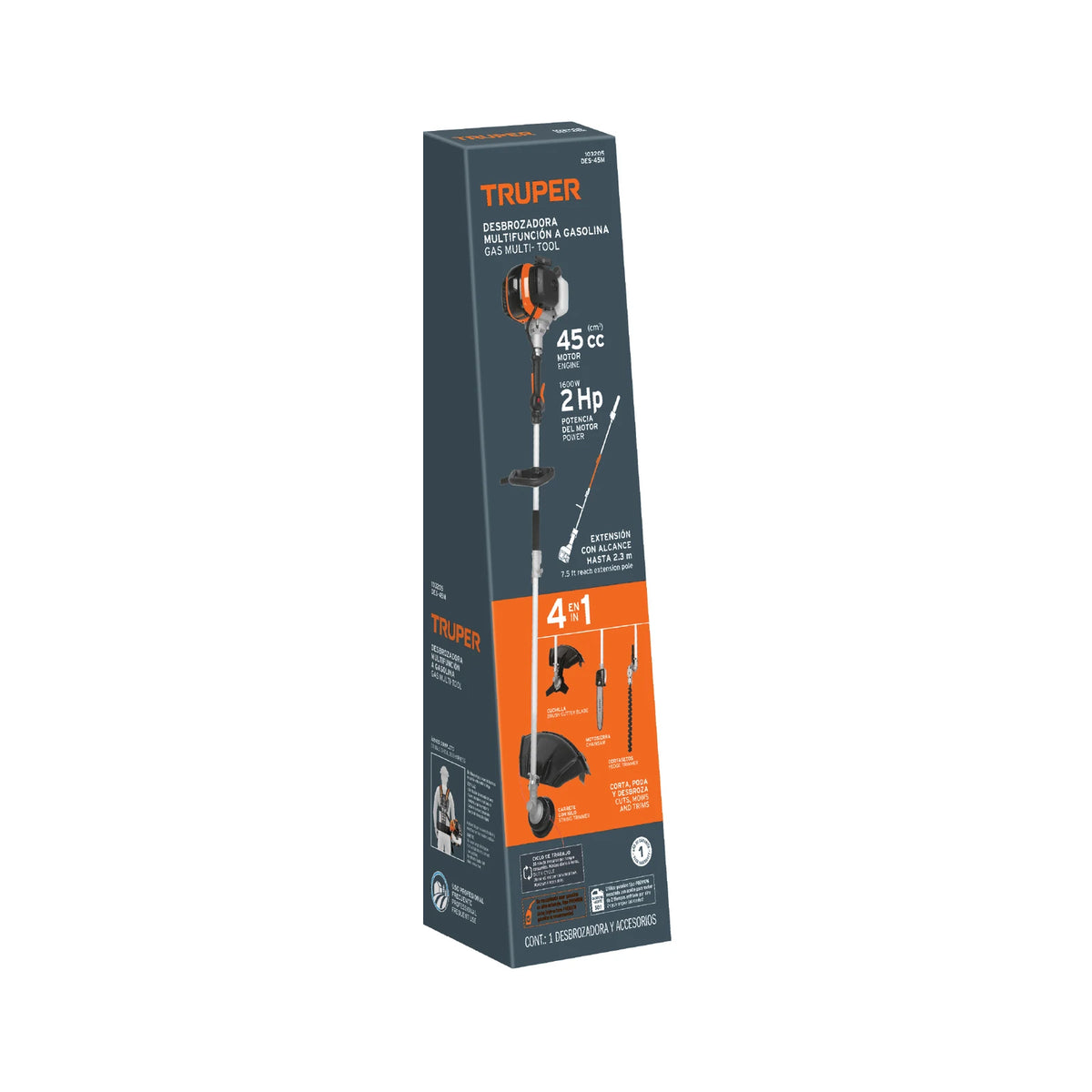 Caja original de desbrozadora multifuncional Truper de 45 cc