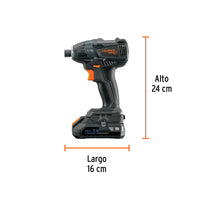Imagen oficial complementaria de Destornillador de impacto inalámbrico Truper MAX 20 V, con vista de producto o detalle de la referencia MAX-20D