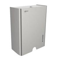 Dispensador Inoxideas para toallas en Z, frente con visor y cerradura