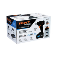 Imagen oficial complementaria de Llave de impacto inalámbrica Truper MAX 1/2 pulgada, 20 V, con vista de producto o detalle de la referencia MAX-20L