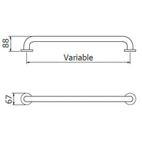 Plano de barra recta Inoxideas: largo variable, alto 88 y ancho 67 mm