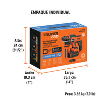 Imagen oficial complementaria de Rotomartillo inalámbrico SDS Plus Truper PRO 20 V, 2 J, con vista de producto o detalle de la referencia ROEI-20A
