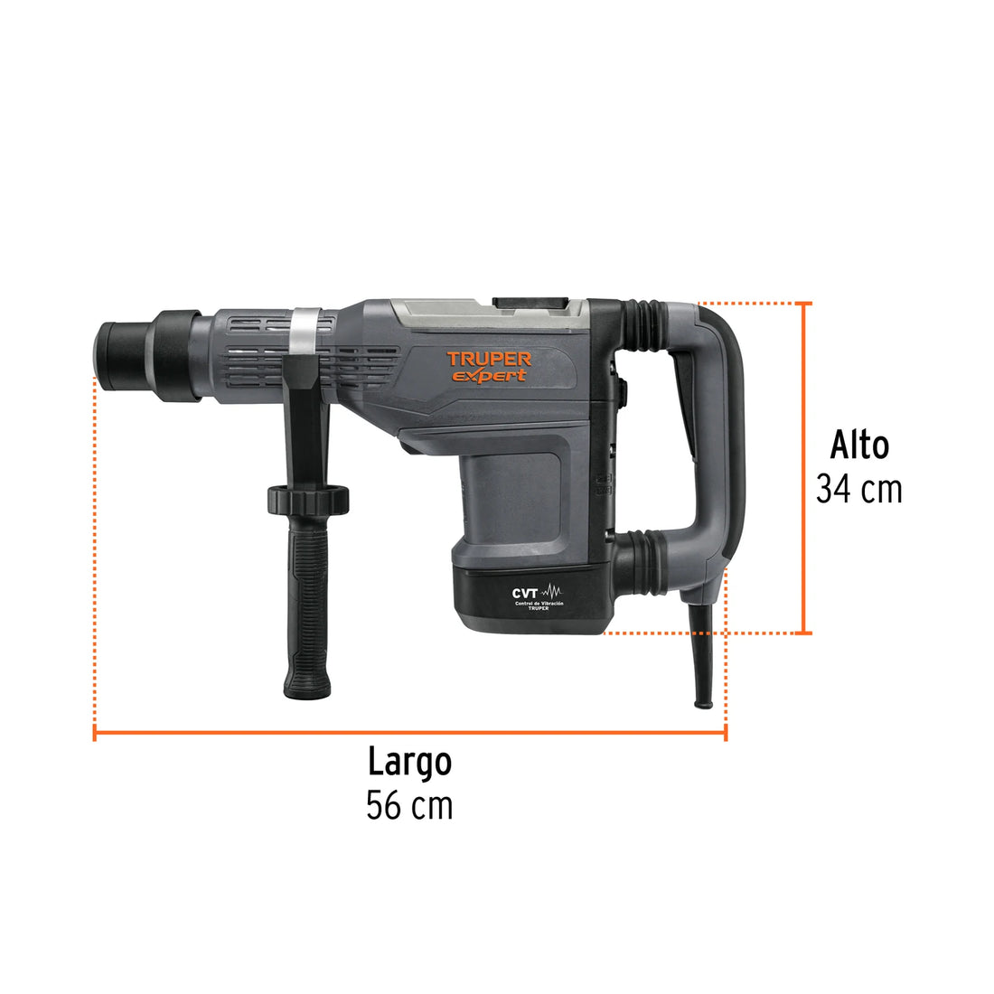 Dimensiones del rotomartillo Truper Expert RMAX-15NX
