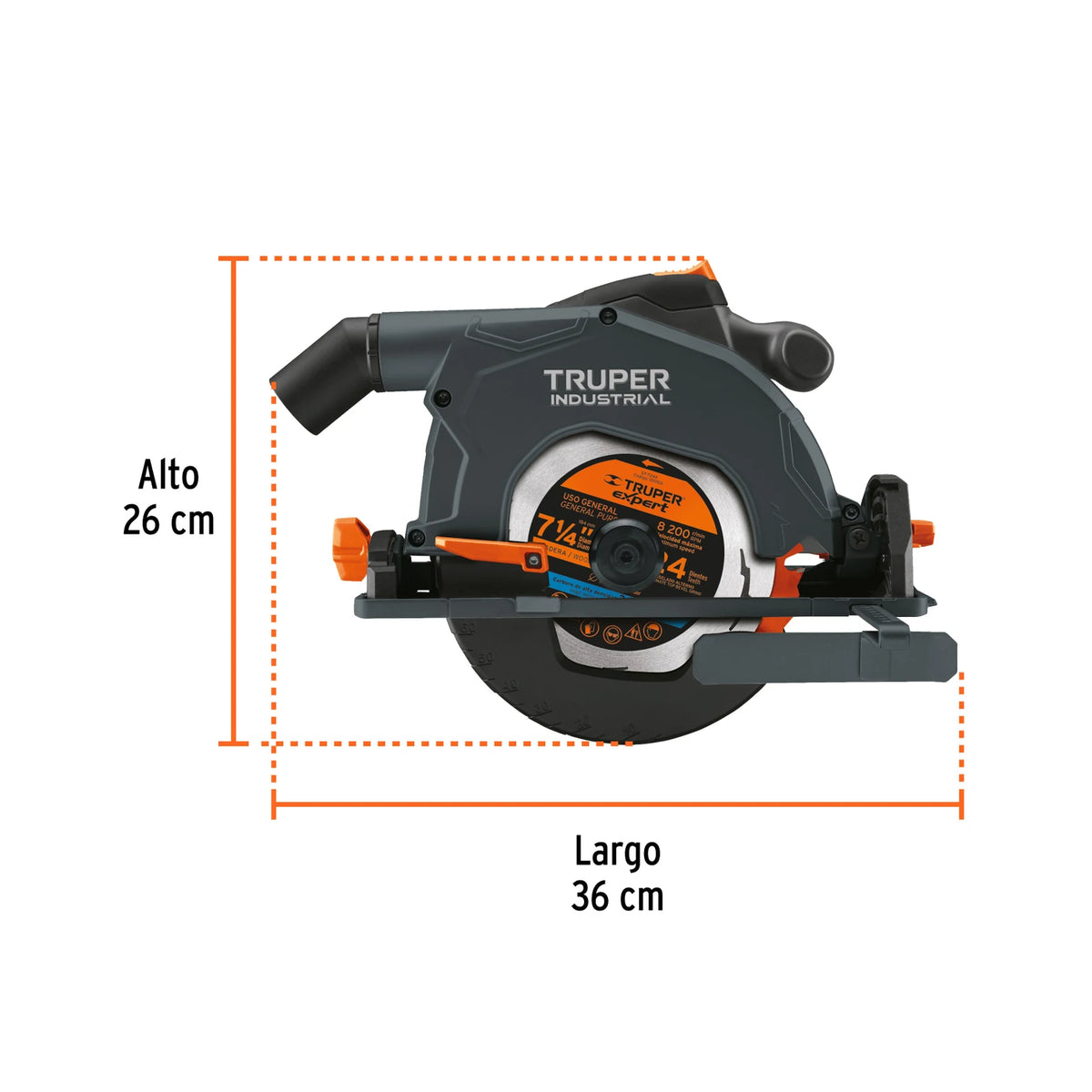 Vista del producto Sierra circular Truper Industrial 7-1/4 pulgadas, 1.900 W