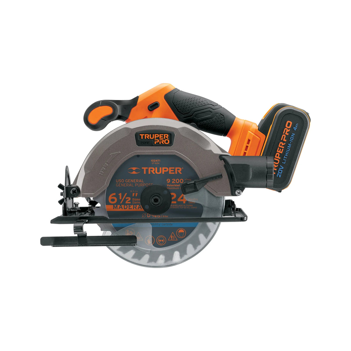 Sierra circular Truper PRO 20 V, 6-1/2 pulgadas, 4 Ah