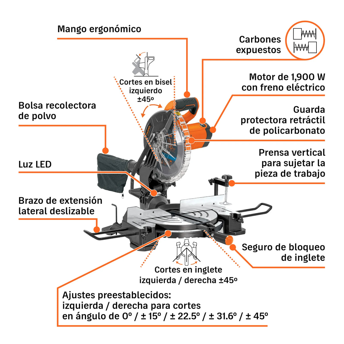 Accesorios y ajustes de la sierra SINCO-10-3
