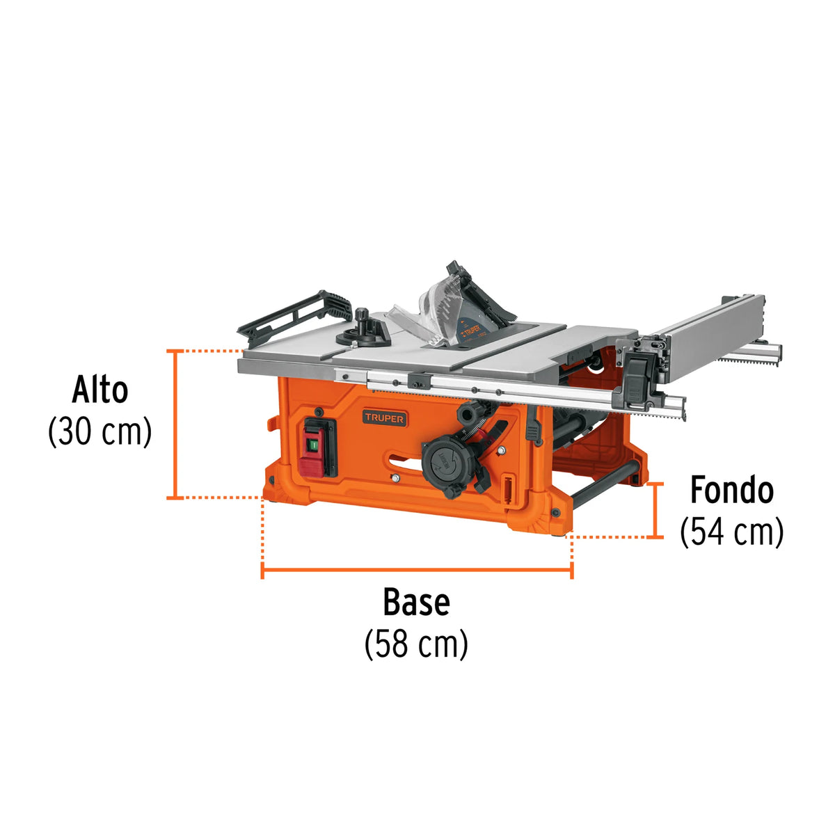 Dimensiones de la sierra de mesa Truper SME-10S