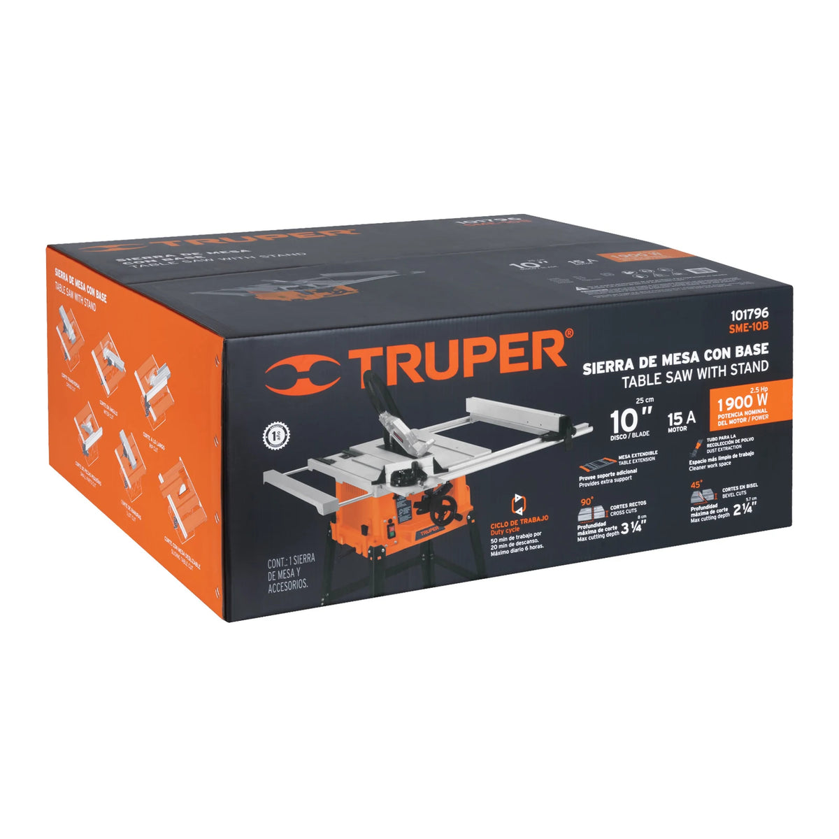 Caja original de sierra de mesa Truper 10 pulgadas con base