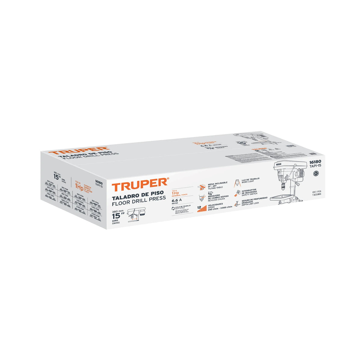 Empaque original del taladro de piso Truper TAPI-15