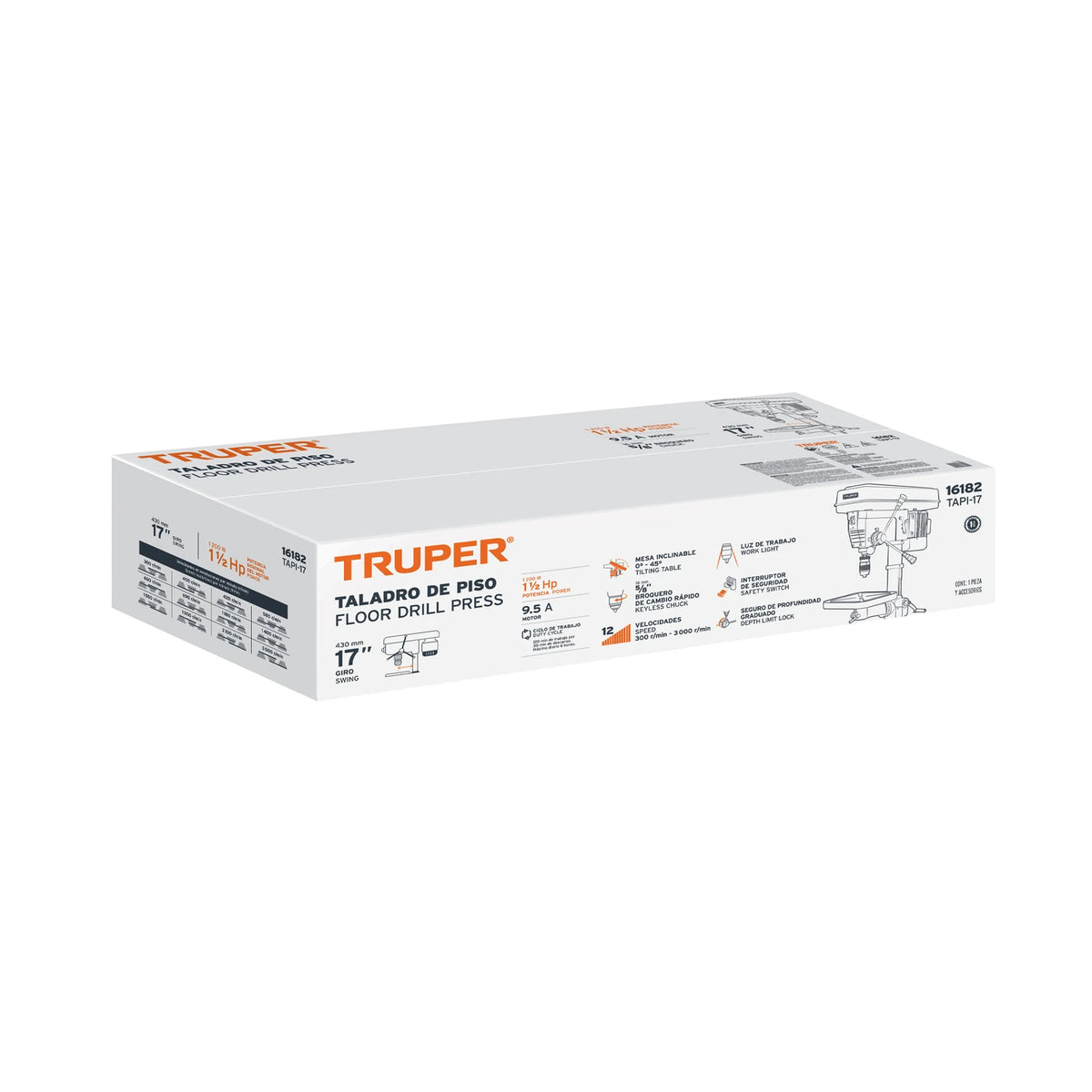 Empaque original del taladro de piso Truper TAPI-17