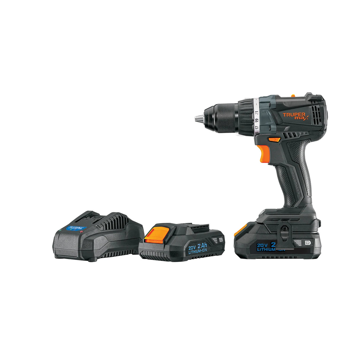 Vista del producto Taladro inalámbrico Truper MAX 1/2 pulgada, 20 V, 2 baterías 2 Ah