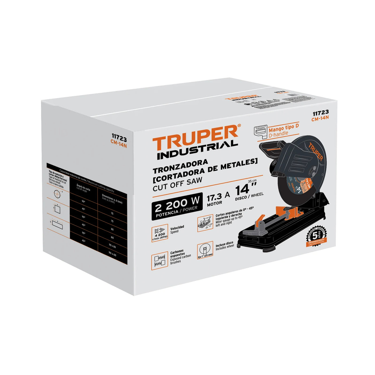 Empaque de la cortadora de metales Truper 2200 W