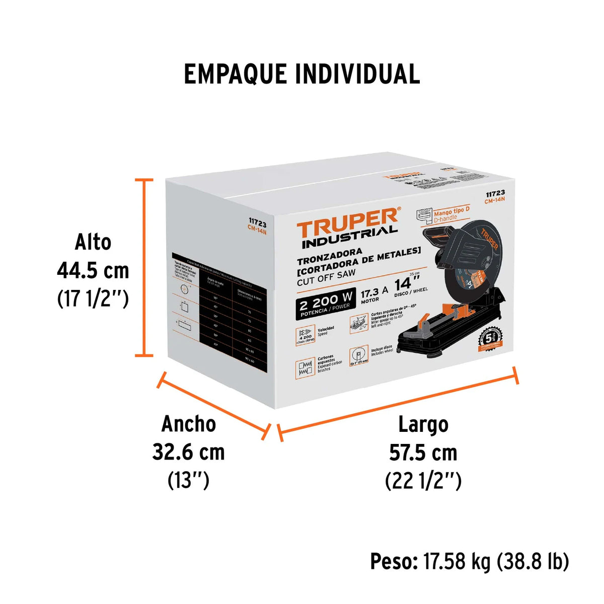 Características de la tronzadora Truper CM-14N